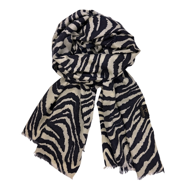 Merino Schal schwarz-beige