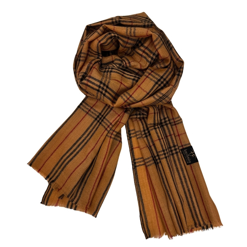 Merino Schal kupfer-schwarz-rot